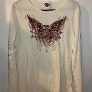 White Long Sleeve Harley-Davidson XL Top